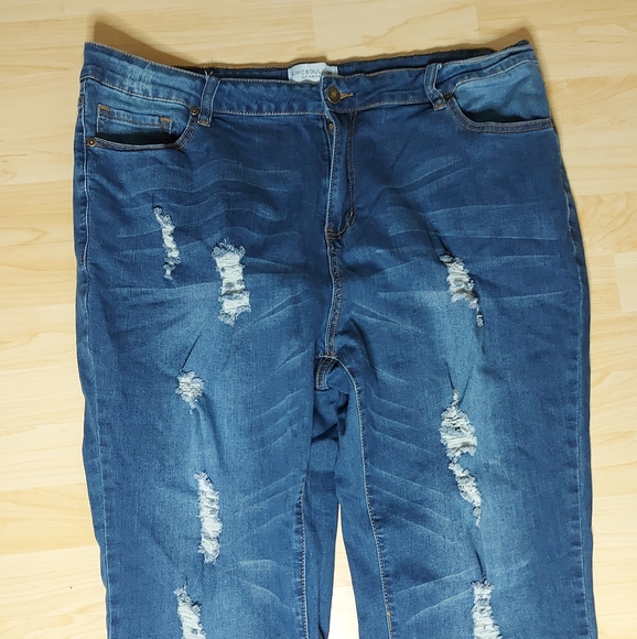 Chic Soul Plus Size Distressed Ripped Stretch Jean - Picture 2 of 9